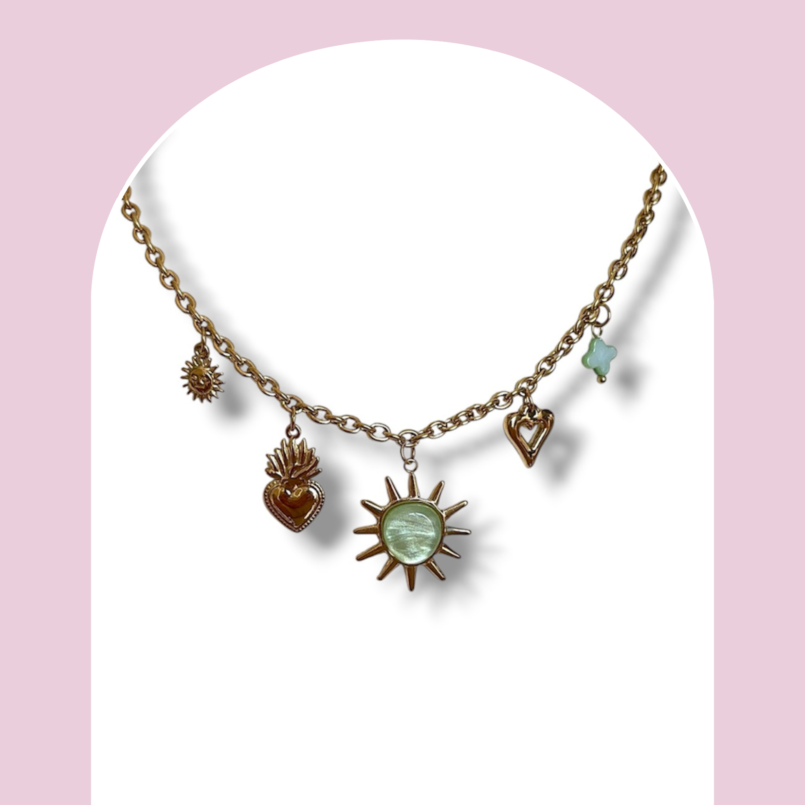 Collier soleil vert